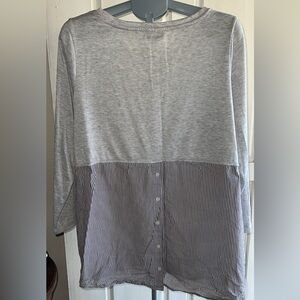 Avenue- Women’s Grey and White Striped Shirt